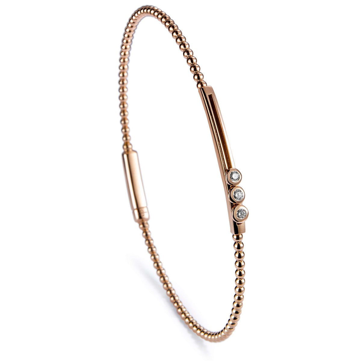 Pulsera Bubbles oro rosa con 3 diamantes en chatón móviles- Ref J5303PB_Chocrón Joyeros
