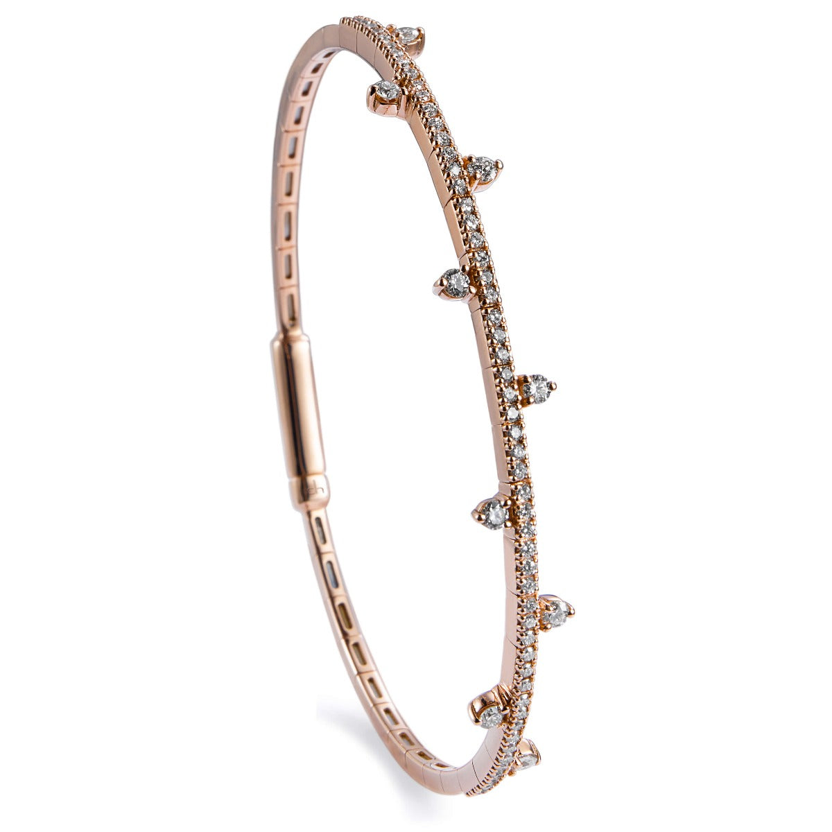 Pulsera-rigida-oro-rosa-diamantes-garra Ref J5324PLB_Chocrón Joyeros