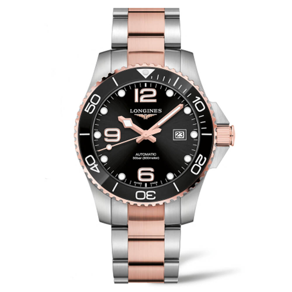 Longines Hydroconquest 43mm Acero y PVD Rosa Esfera Negra_L37823587_Chocron joyeros