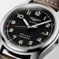 Detalle esfera Longines Spirit Acero 42 mm Auto
