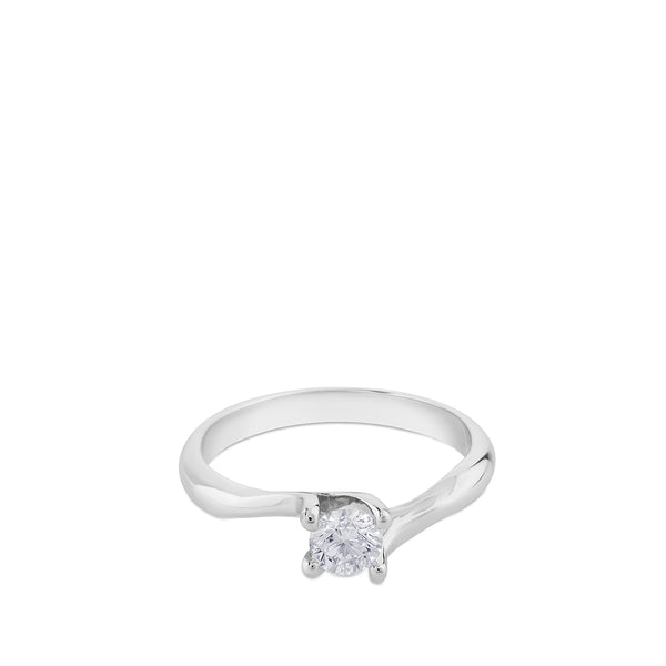 Solitario "Leticia" de oro blanco con diamante talla brillante de 0.20 quilates