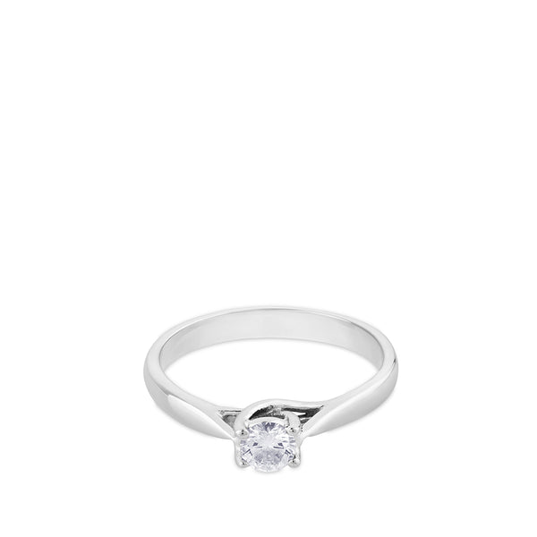 Solitario "Olivia" de oro blanco con diamante talla brillante 0.24 quilates