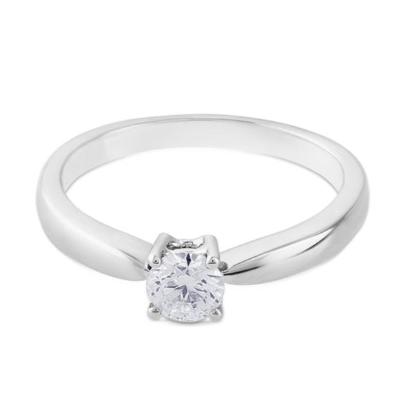 Solitario "Annabella" de oro blanco con diamante talla brillante de 0.17 quilates