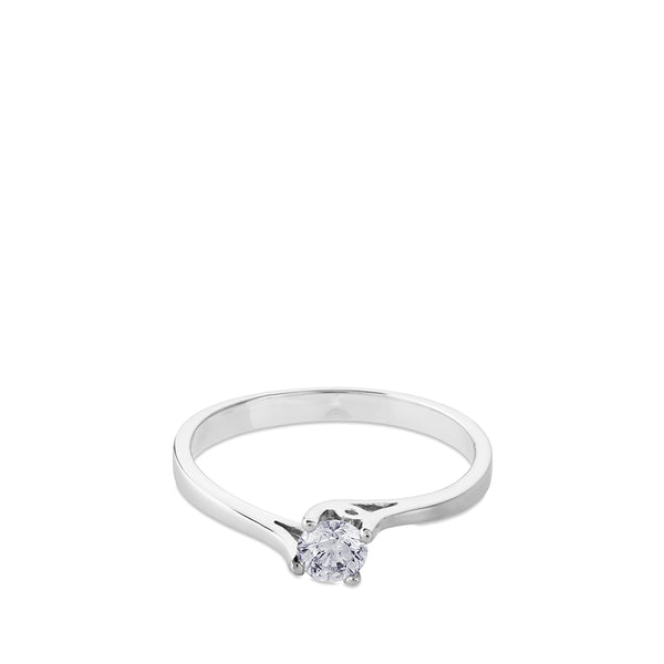 Solitario "Leticia" de oro blanco con diamante talla brillante 0.19 quilates