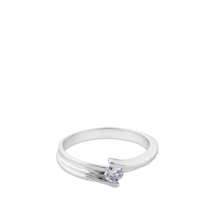 Solitario "Beatriz" de oro blanco con diamante 0.16 quilates