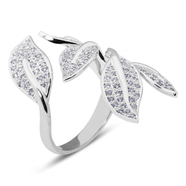 Sortija "Nature" de oro blanco con diamantes 