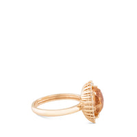 Sortija "Caramelo" de oro rosa con cuarzo citrino talla pera y brillantes