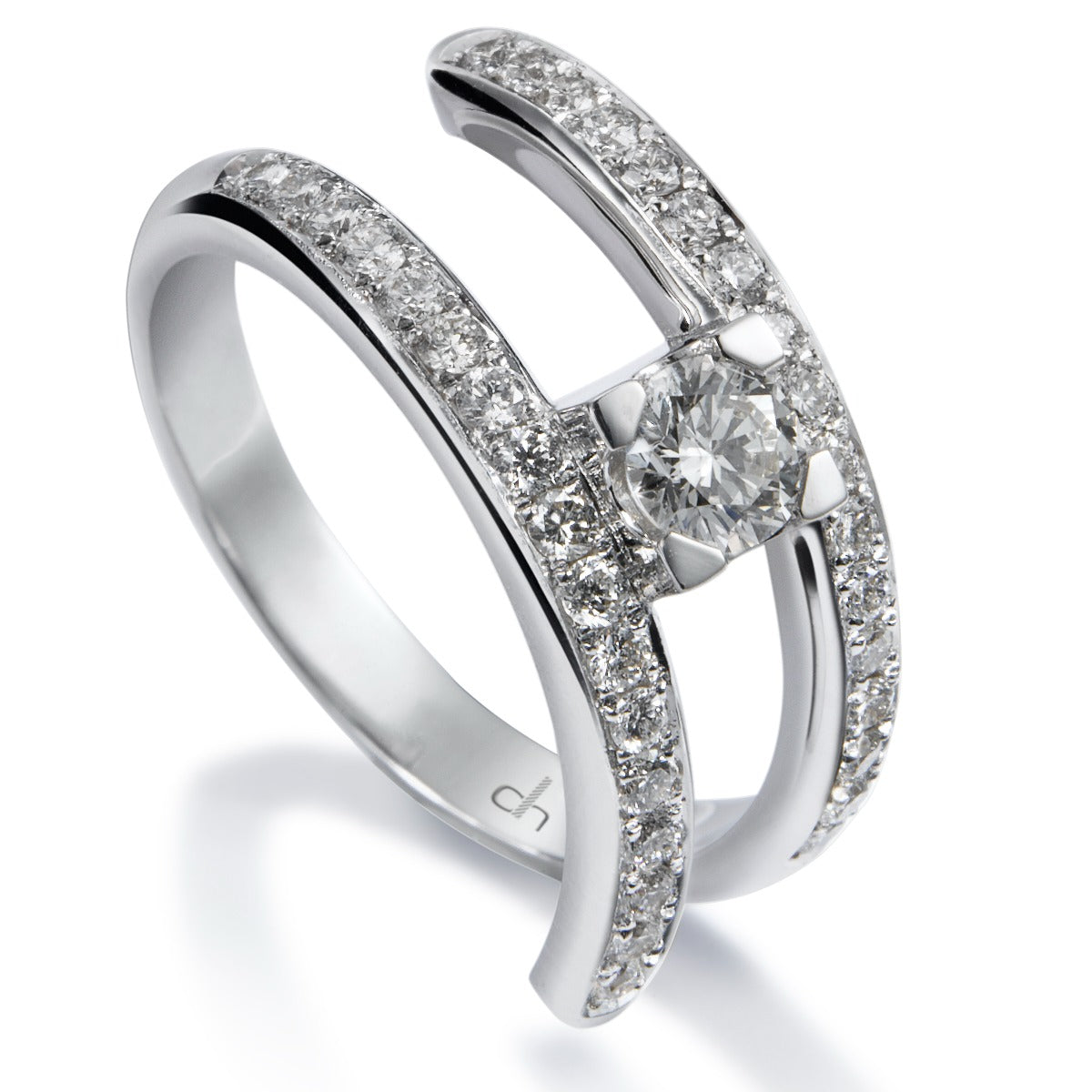 Sortija-B-twins-oro-blanco-diamante-talla-brillante - Ref J5222SB_Chocrón Joyeros