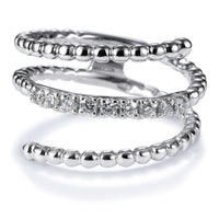 Sortija muelles Bubbles oro blanco con hilera de diamantes en garra- Ref J5292SB_Chocrón Joyeros
