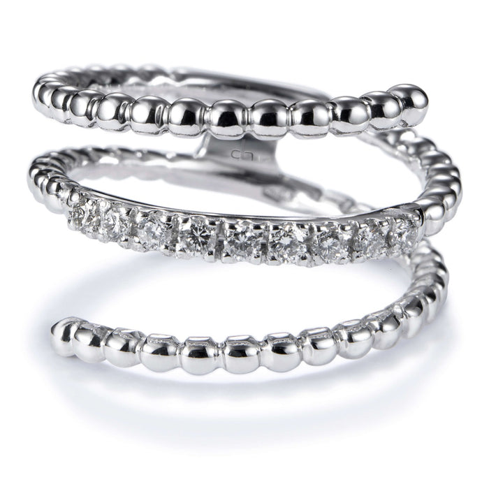 Sortija muelles Bubbles oro blanco con hilera de diamantes en garra- Ref J5292SB_Chocrón Joyeros