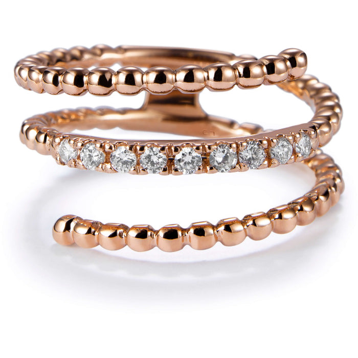 Sortija muelles Bubbles oro rosa con hilera de diamantes en garra- Ref J5293SB_Chocrón Joyeros