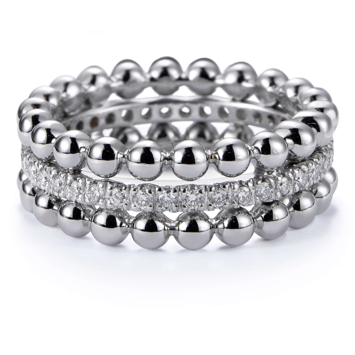 Sortija Bubbles oro blanco con hilera de diamantes en garra- Ref J5351PB_Chocrón Joyeros