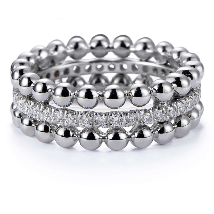 Sortija Bubbles oro blanco con hilera de diamantes en garra- Ref J5351PB_Chocrón Joyeros