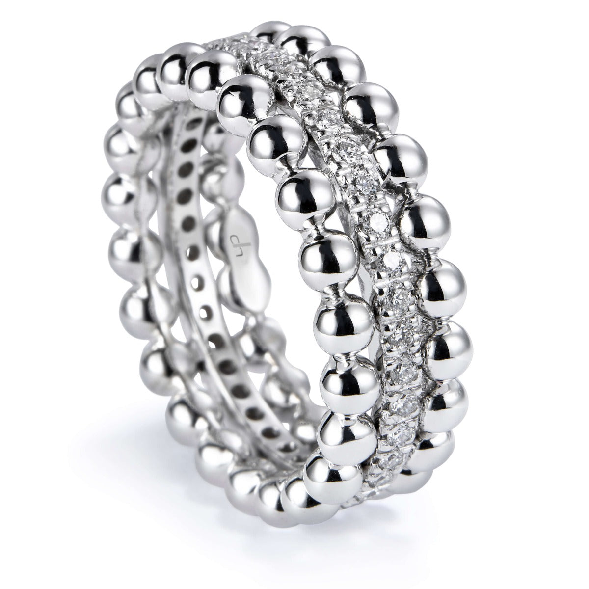 Sortija Bubbles oro blanco con hilera de diamantes en garra- Ref J5351PB_Chocrón Joyeros