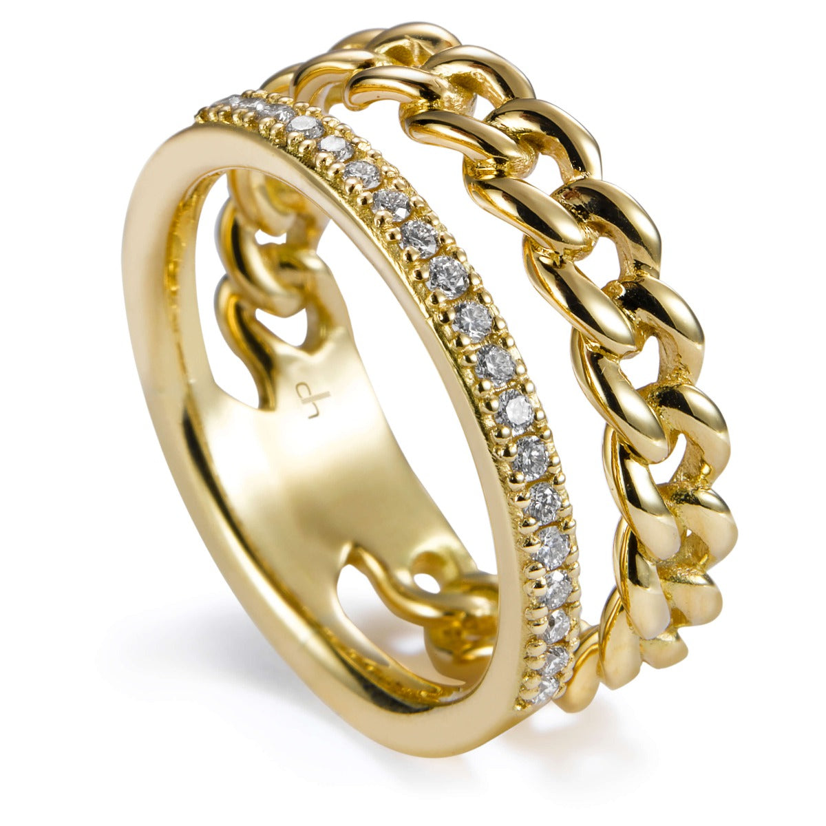 Sortija_link_oro_amarillo_eslabones_diamantes- Ref J5354SB_Chocrón Joyeros