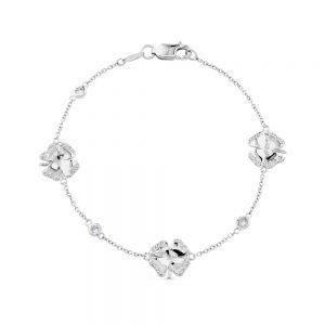 Pulsera articulada cLOVEr de oro blanco con diamantes