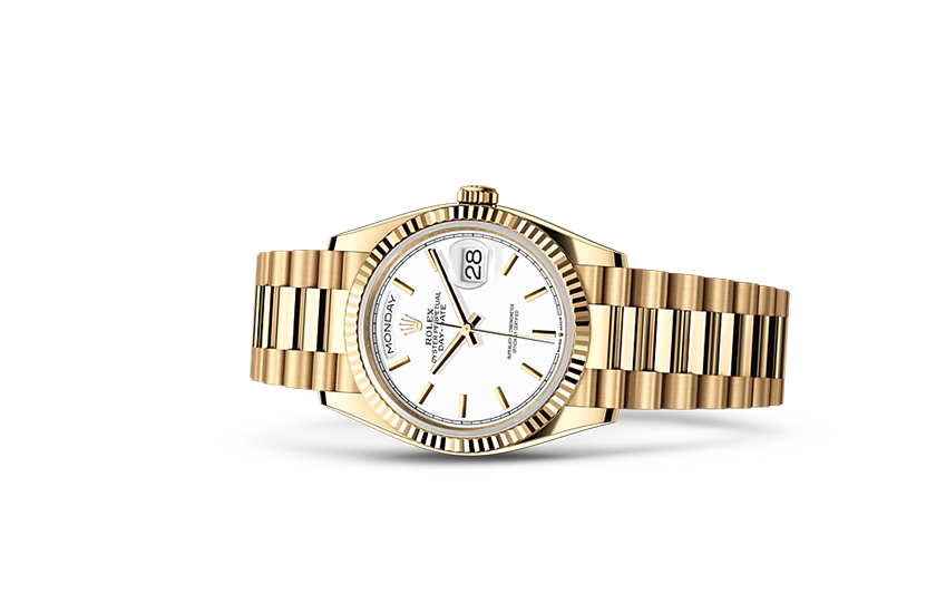 Rolex Day-Date de oro blanco y esfera blanca en Chocrón Joyeros