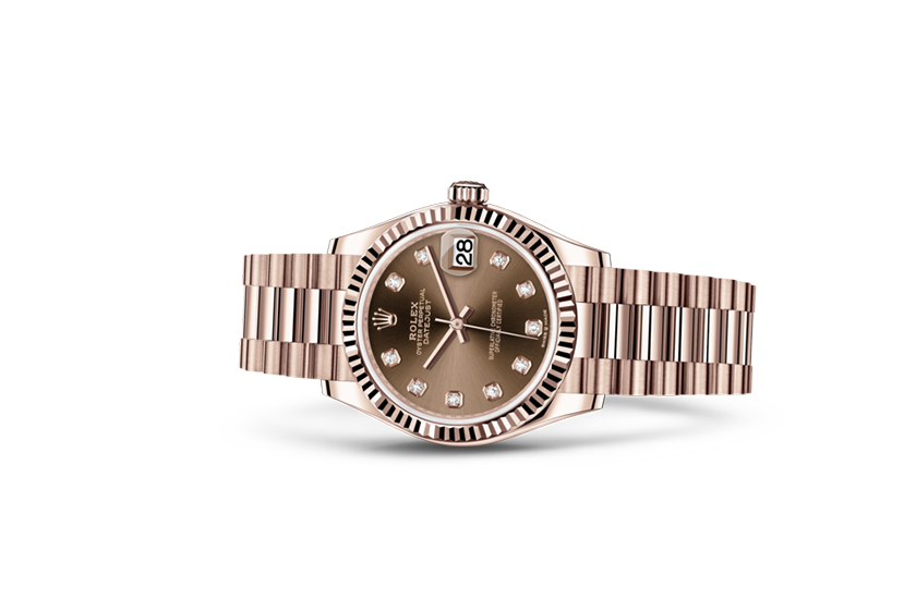 Foto Reloj Rolex Datejust 31 esfera chocolate engastada de diamantes Joyería Chocrón Joyeros en Madrid