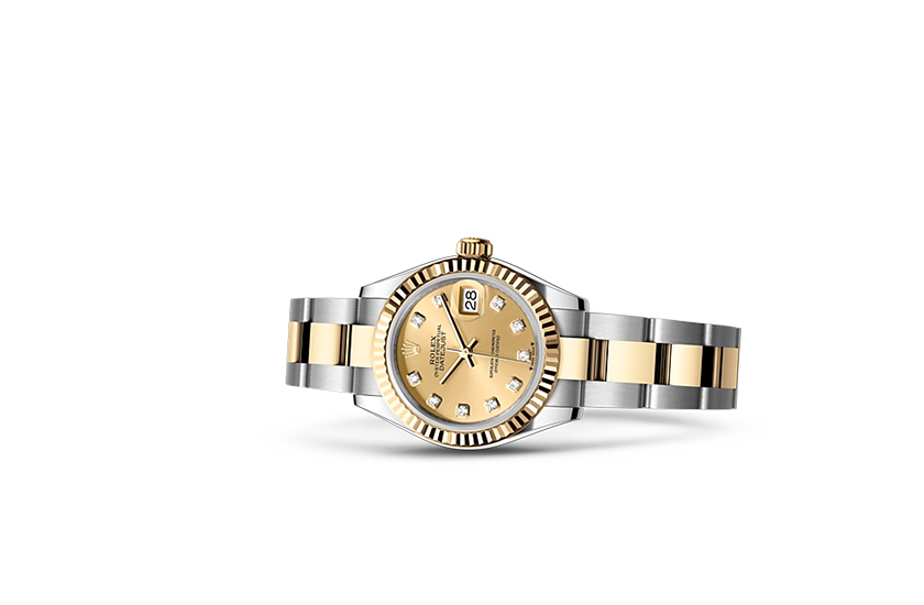 Reloj Rolex Lady-Datejust acero Oystersteel y oro amarillo, y esfera color champagne engastada de diamantes en Chocrón Joyeros