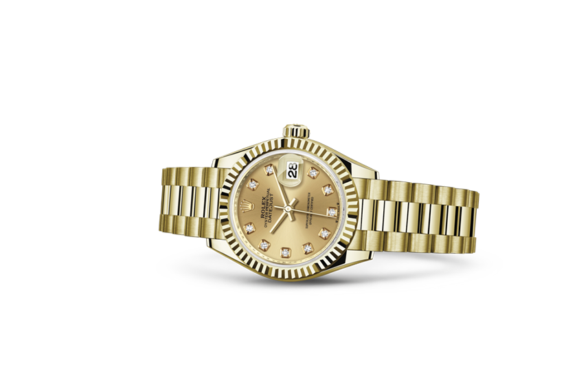 Reloj Rolex Lady-Datejust oro amarillo y esfera color champagne engastada de diamantes en Chocrón Joyeros 