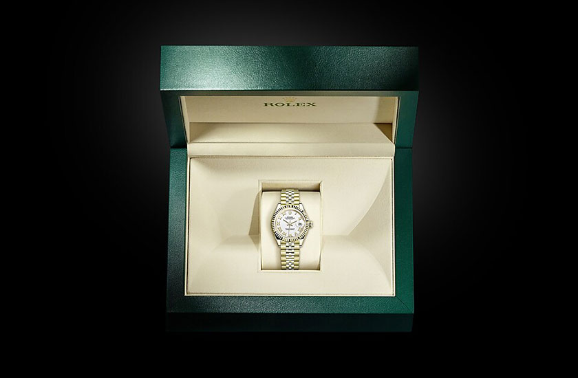 Estuche reloj Rolex Lady-Datejust oro amarillo y esfera blanca Chocrón Joyeros